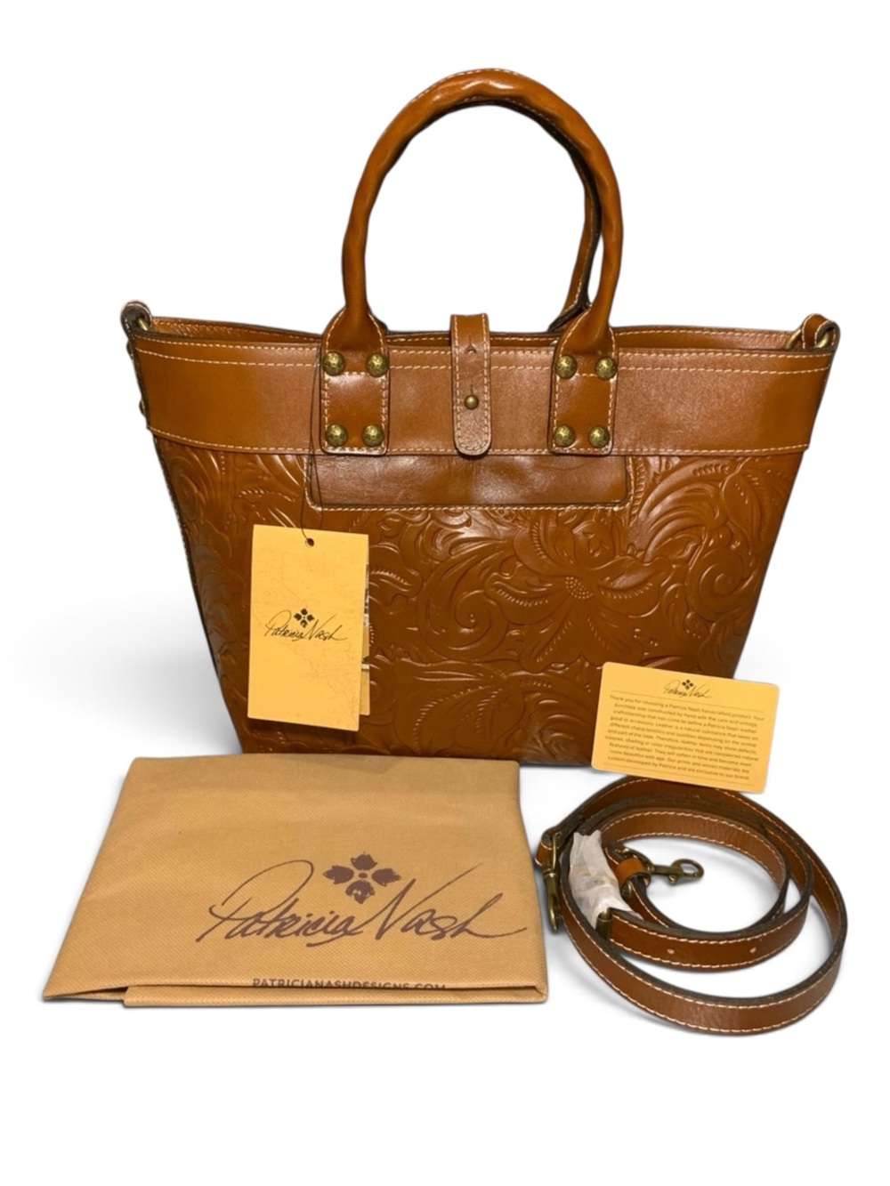 NEW Patricia Nash Tooled Analia Top Handle Crossbody Florence Saddle Leather NWT
